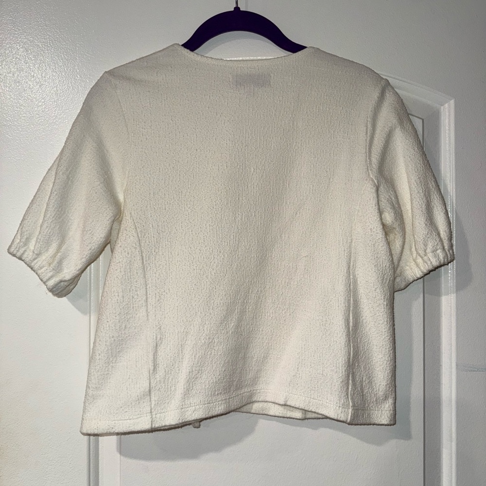 Madewell Cream Textured Wrap Blouse - Picture 2 of 2